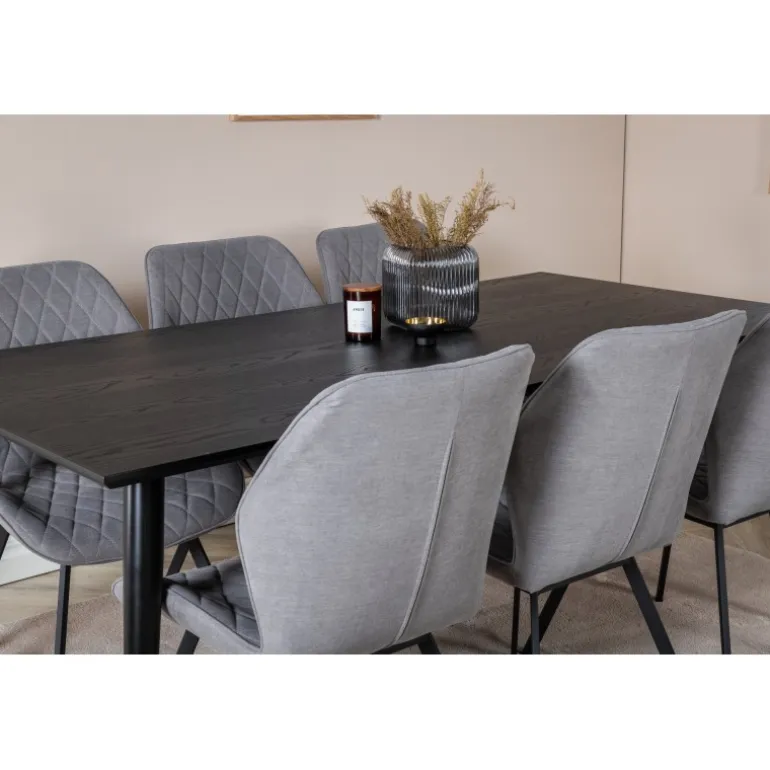 Dipp e Spisebordssæt - Sort, Messing Grå