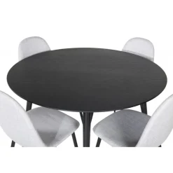 Dipp Rund Spisebordssæt - Sort, Messing og Lysegrå