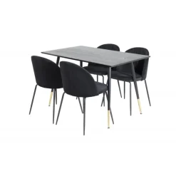 Dipp Rund Spisebordssæt - Sort og Messing