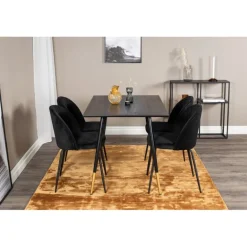 Dipp Rund Spisebordssæt - Sort og Messing