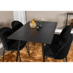 Dipp Rund Spisebordssæt - Sort og Messing