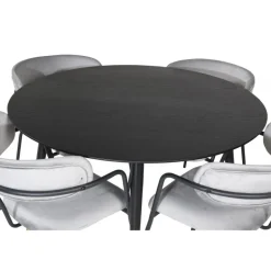 Dipp Rund Spisebordssæt - Sort, Messing Grå