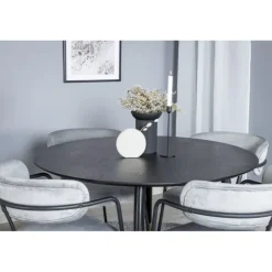 Dipp Rund Spisebordssæt - Sort, Messing Grå