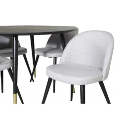 Dipp Rund Spisebordssæt - Sort, Messing og Lysegrå