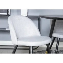 Dipp Rund Spisebordssæt - Sort, Messing og Lysegrå