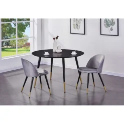 Dipp Rundt spisebord - Sort og Messing