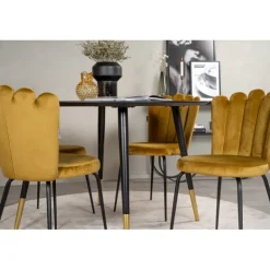 Dipp Rundt Spisebordssæt - Sort og Messing