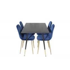 Dipp Rundt Spisebordssæt - Sort, Blå og Messing