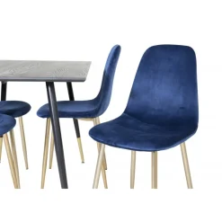 Dipp Rundt Spisebordssæt - Sort, Blå og Messing