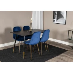 Dipp Rundt Spisebordssæt - Sort, Blå og Messing