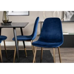 Dipp Rundt Spisebordssæt - Sort, Blå og Messing