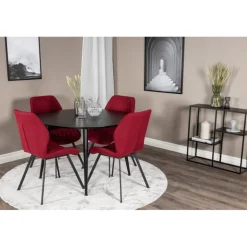 Dipp Rundt Spisebordssæt - Sort og - Rød