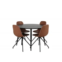 Dipp Rundt Spisebordssæt - Sort og Brun