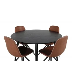Dipp Rundt Spisebordssæt - Sort og Brun