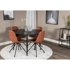 Dipp Rundt Spisebordssæt - Sort og Brun