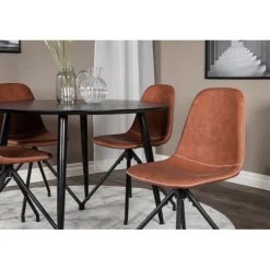 Dipp Rundt Spisebordssæt - Sort og Brun