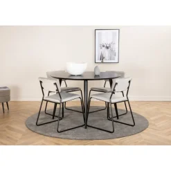 Dipp Rundt Spisebordssæt - Sort og Lysegrå