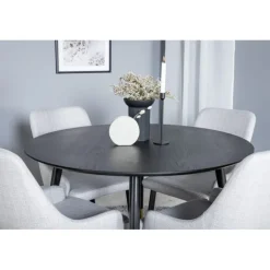 Dipp Rundt Spisebordssæt - Sort, Messing Grå