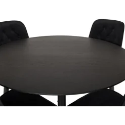 Dipp Rundt Spisebordssæt - Sort og Messing