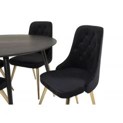 Dipp Rundt Spisebordssæt - Sort og Messing