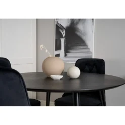 Dipp Rundt Spisebordssæt - Sort og Messing