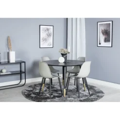 Dipp Rundt Spisebordssæt - Sort, Messing Grå