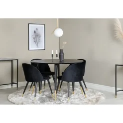 Dipp Rundt Spisebordssæt - Sort og Messing