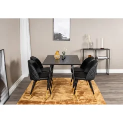 Dipp Rundt Spisebordssæt - Sort og Messing