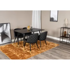 Dipp Rundt Spisebordssæt - Sort og Messing