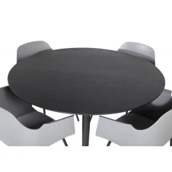 Dipp Rundt Spisebordssæt - Sort, Messing Grå