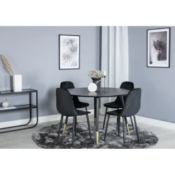 Dipp Rundt Spisebordssæt - Sort og Messing