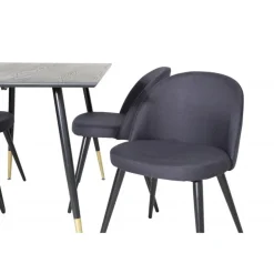 Dipp Rundt Spisebordssæt - Sort og Messing