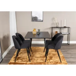 Dipp Rundt Spisebordssæt - Sort og Messing