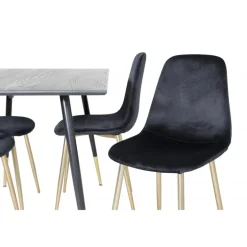 Dipp Rundt Spisebordssæt - Sort og Messing