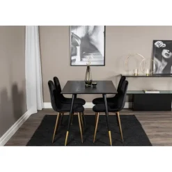 Dipp Rundt Spisebordssæt - Sort og Messing