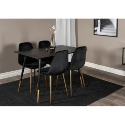 Dipp Rundt Spisebordssæt - Sort og Messing