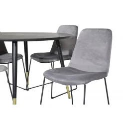 Dipp Rundt Spisebordssæt - Sort, Messing Grå