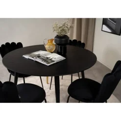 Dipp Rundt Spisebordssæt - Sort og Messing