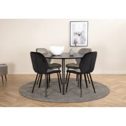Dipp Rundt Spisebordssæt - Sort og Lysegrå