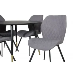 Dipp Rundt Spisebordssæt - Sort, Messing Grå