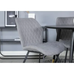 Dipp Rundt Spisebordssæt - Sort, Messing Grå