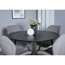 Dipp Rundt Spisebordssæt - Sort, Messing Grå