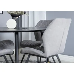 Dipp Rundt Spisebordssæt - Sort, Messing Grå