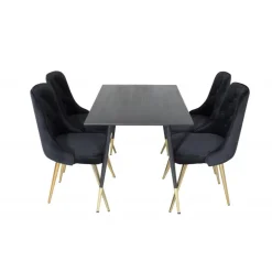 Dipp Rundt Spisebordssæt - Sort og Messing