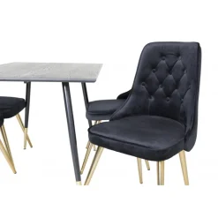 Dipp Rundt Spisebordssæt - Sort og Messing