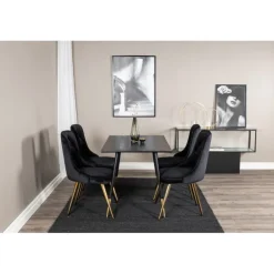 Dipp Rundt Spisebordssæt - Sort og Messing