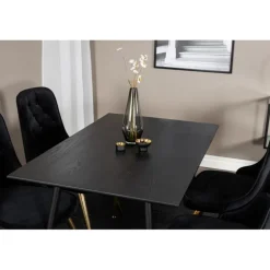 Dipp Rundt Spisebordssæt - Sort og Messing