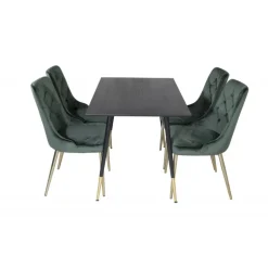 Dipp Rundt Spisebordssæt - Sort, Messing og Grøn