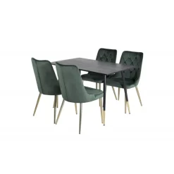 Dipp Rundt Spisebordssæt - Sort, Messing og Grøn