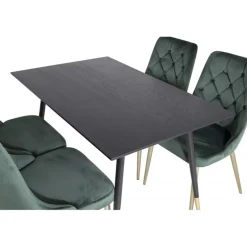 Dipp Rundt Spisebordssæt - Sort, Messing og Grøn